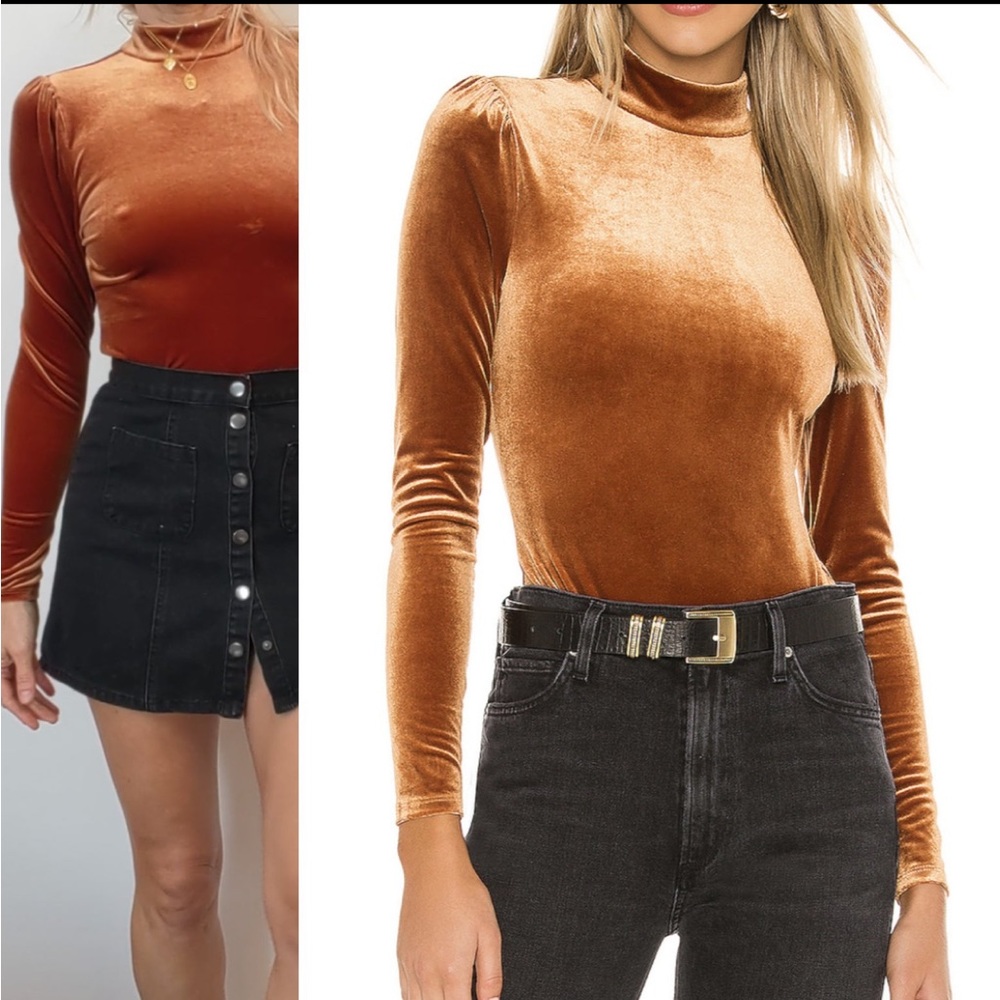Privacy please velvet copper colored body suit